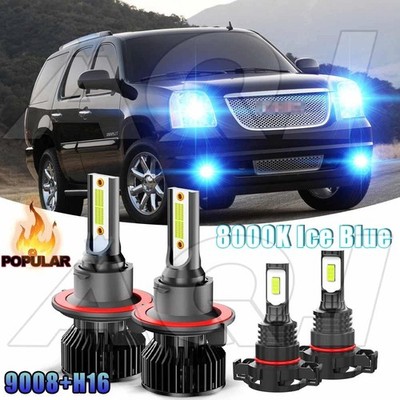 For Chevrolet Spark 2016-2020 Blue LED Headlight High/Low Beam + Fog Light Bulbs