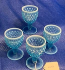 Fenton Blue Opalescent hobnail goblets (set of 4) A0192