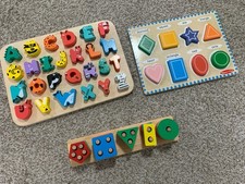 Melissa  Doug  Variety Wooden Peg Puzzles: Letters, Numbers, Shapes Complete