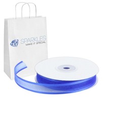 Organza Ribbon 5/8" Wide 25 Yd Yard Roll - Royal Blue - Satin Edging Solid ws
