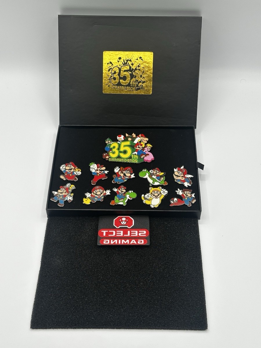 Super Mario Bros. 35th Anniversary Deluxe Pin Set Promo Item VERY