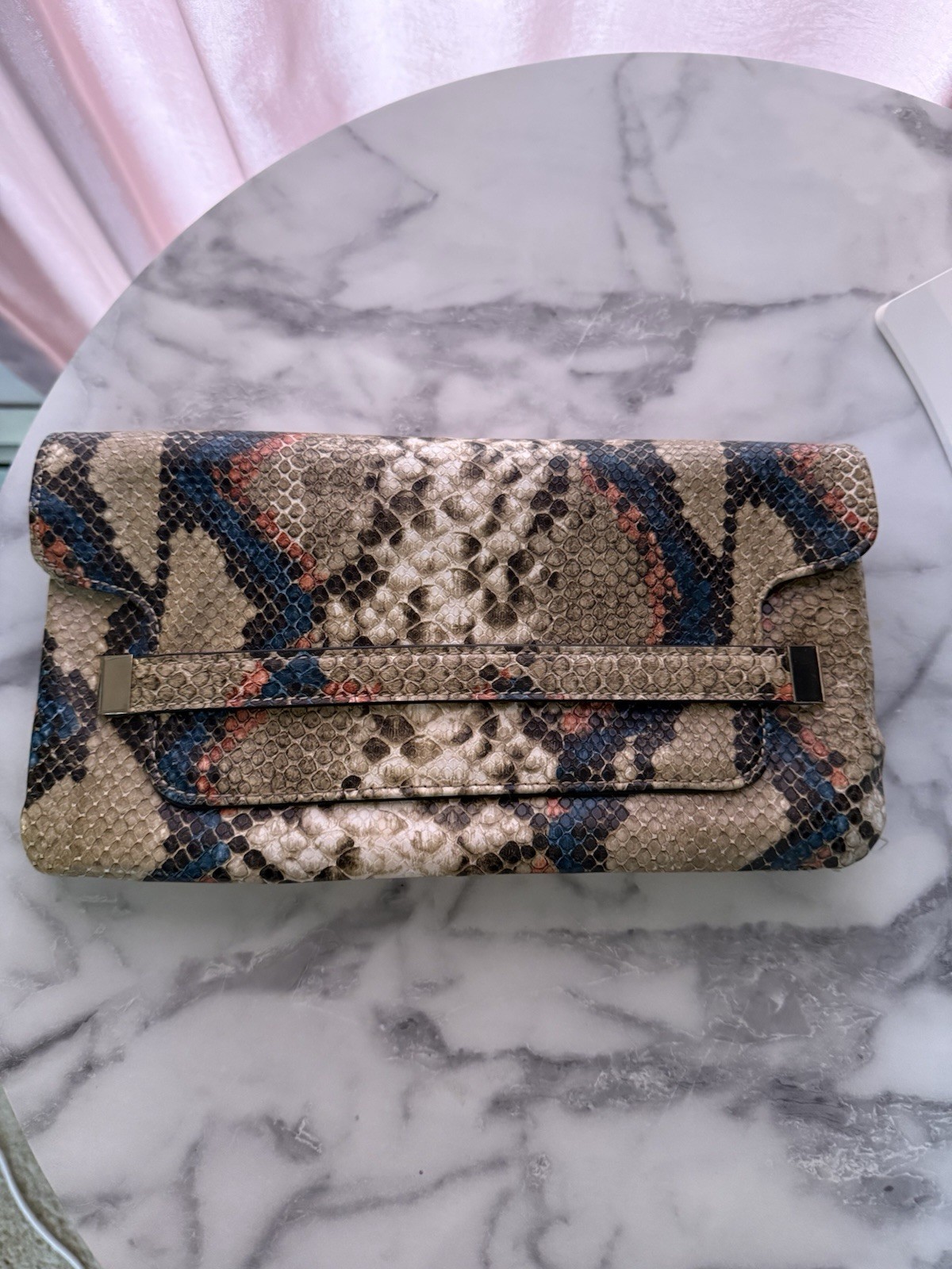 Snake Print Clutch Bag