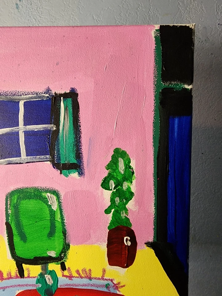 Оригинальная художественная розовая комната 14x11 красочная современное искусство акриловая живопись на холсте - Изображение 4 из 4