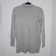 Womens 100 Cashmere Mock Neck SweaterSize S Long Sleeve Gray
