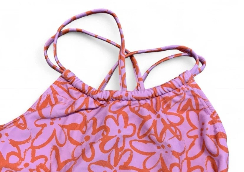 Traje de baño de una pieza Lizens para niñas talla 7/8 naranja rosa intenso nuevo con etiquetas (K371) Foto 3 de 4