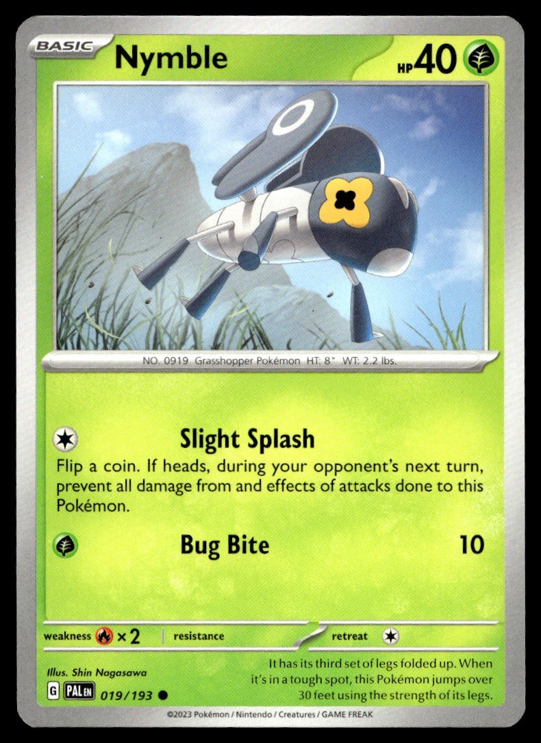 Nymble 19/193 Pokemon Card Paldea Evolved Common 40 HP Near Mint T2