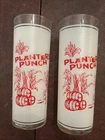 Set Of 2 Vintage Frosted Glass PLANTERS PUNCH Rum Cocktail Jamaica 7” MidCentury