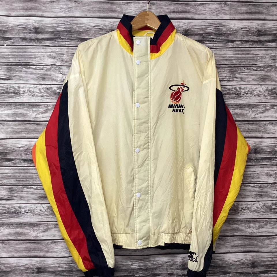 Vintage Miami Heat Jacket Mens XL White STARTER Windbreaker Warm Up NBA 90s Rare - Image 2 of 4