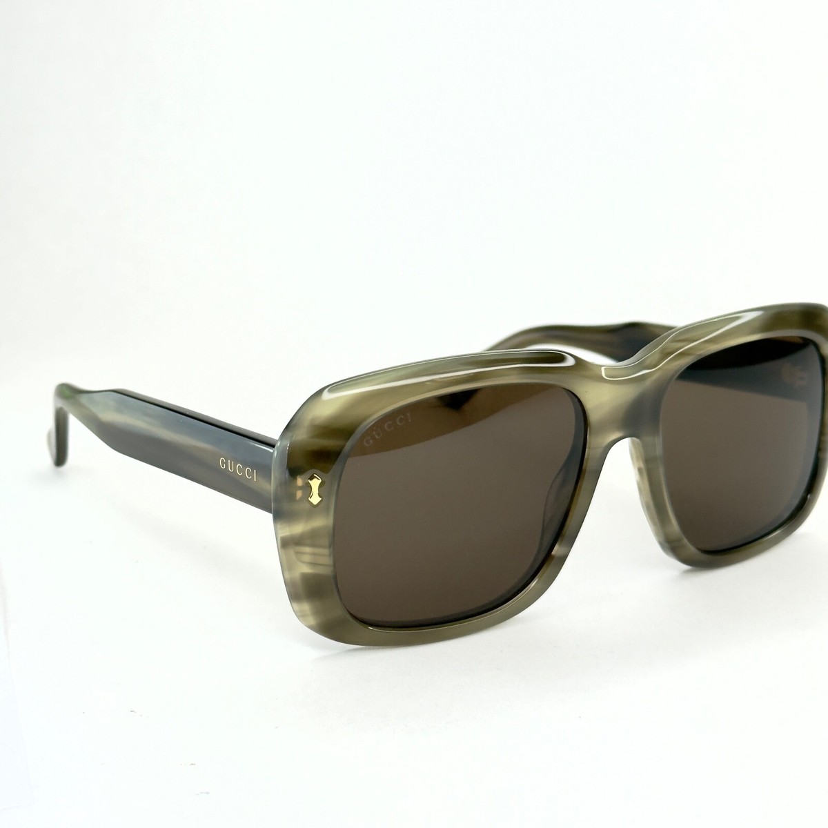 Gucci Sunglasses GG0049S 003 Striped Horn Brown Frames Brown Lenses 57-18-145 Gucci GG1189S-003 Oversized Square Brown Gradient Sunglasses  main image 3