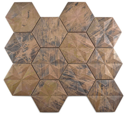 Carrelage mosaïque cuivre cuivre combinaison 3D marron pour revêtement mural de comptoir, tapis de mosaïque