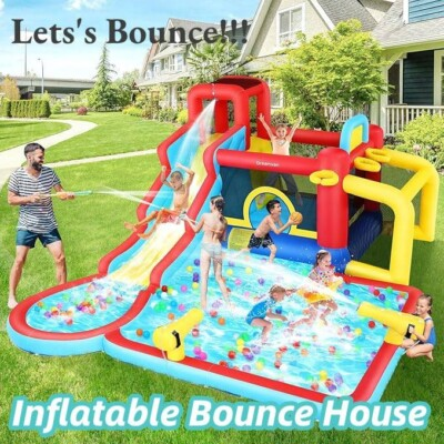 #ad Inflatable Water Slide 12 in 1 Waterfall Waves Mega Water Park Inflatable Bounce $379.99