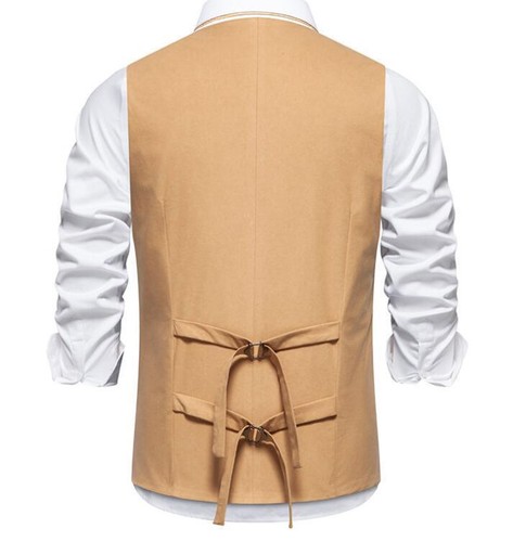 New Men Business Vest V-neck Suit Vest Three Button Sleeveless Jacket waistcoat - Picture 13 of 22