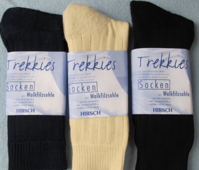 HIRSCH Trekkies Socken Wolle ( kbT Merino Schurwolle ) Walkfilzsohle Perendale