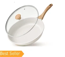 SENSARTE Nonstick Ceramic Frying Pan Skillet with Lid, 12.5 Inch Omelet Pan