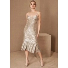 BHLDN Sachin & Babi Odelle Sequin Midi Dress Cocktail Wedding Formal Party 10
