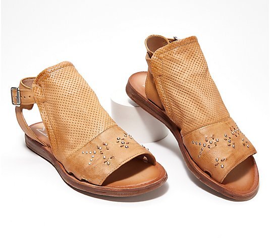 Miz Mooz Leather Wide Width Ankle-Strap Sandals-Fifi-Wheat-38W(7.5