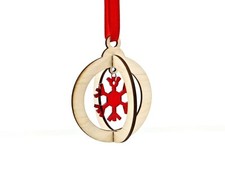 Wooden 3D Christmas Decoration with red acrylic snow flake