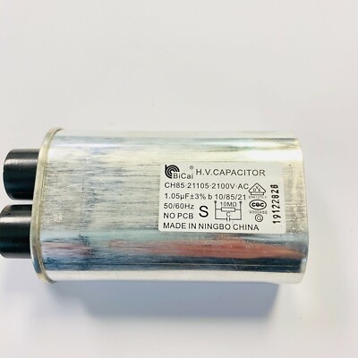 BiCai HV Capacitor CH85-21105 2100V-AC 1.05uF 3/16'' Prong Sharp/GE/LG Microwave