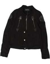 Refrigiwear Womens Bomber Jacket Uk 12 Medium Black Cotton Bh11