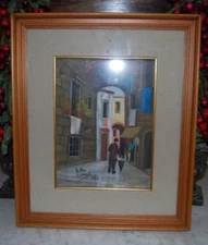 FRAMED SIGNED BALDO CORREALE OIL ON CANVAS MODERNIST STYLE ITALIAN STREET VIEW