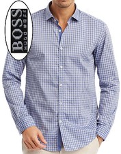 NWT Hugo Boss Black Label By Hugo Boss Slim Fit Check Pattern Sport Shirt
