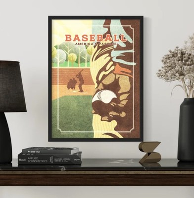 Retro Style Baseball Giclée Art Print - Baseball Pitcher Poster - Home Decor
