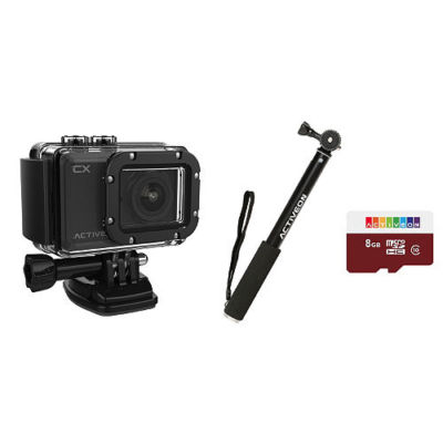  Active On CX  Action Camera BUNDLE Waterproof W/ SD Card & Selfie Stick  