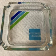 Vtg American Express Glass Ashtray - Charge Card Ad