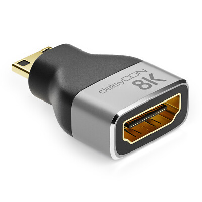 Mini HDMI Adapter Stecker Verbinder 2.1 ALU 8K@60Hz ARC HDR10+ VRR ALLM 48Gbps