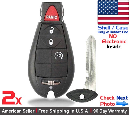 2x New Replacement Keyless Remote Key Fob Shell Case For Dodge Caravan & RAM - Black Housing Only