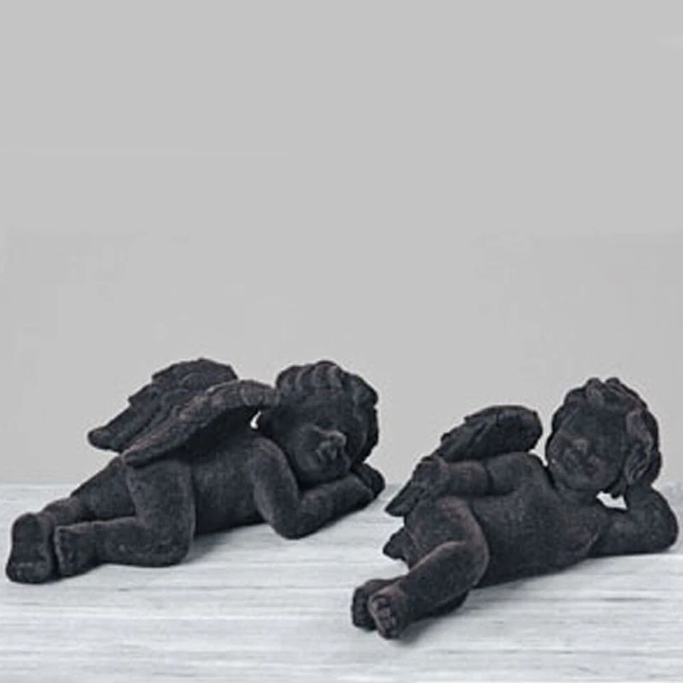 Ángel Putto Negro Ángel De La Guarda Regalo Para Invitados Set De 2 Navidad 14cm - Imagen 1 de 4