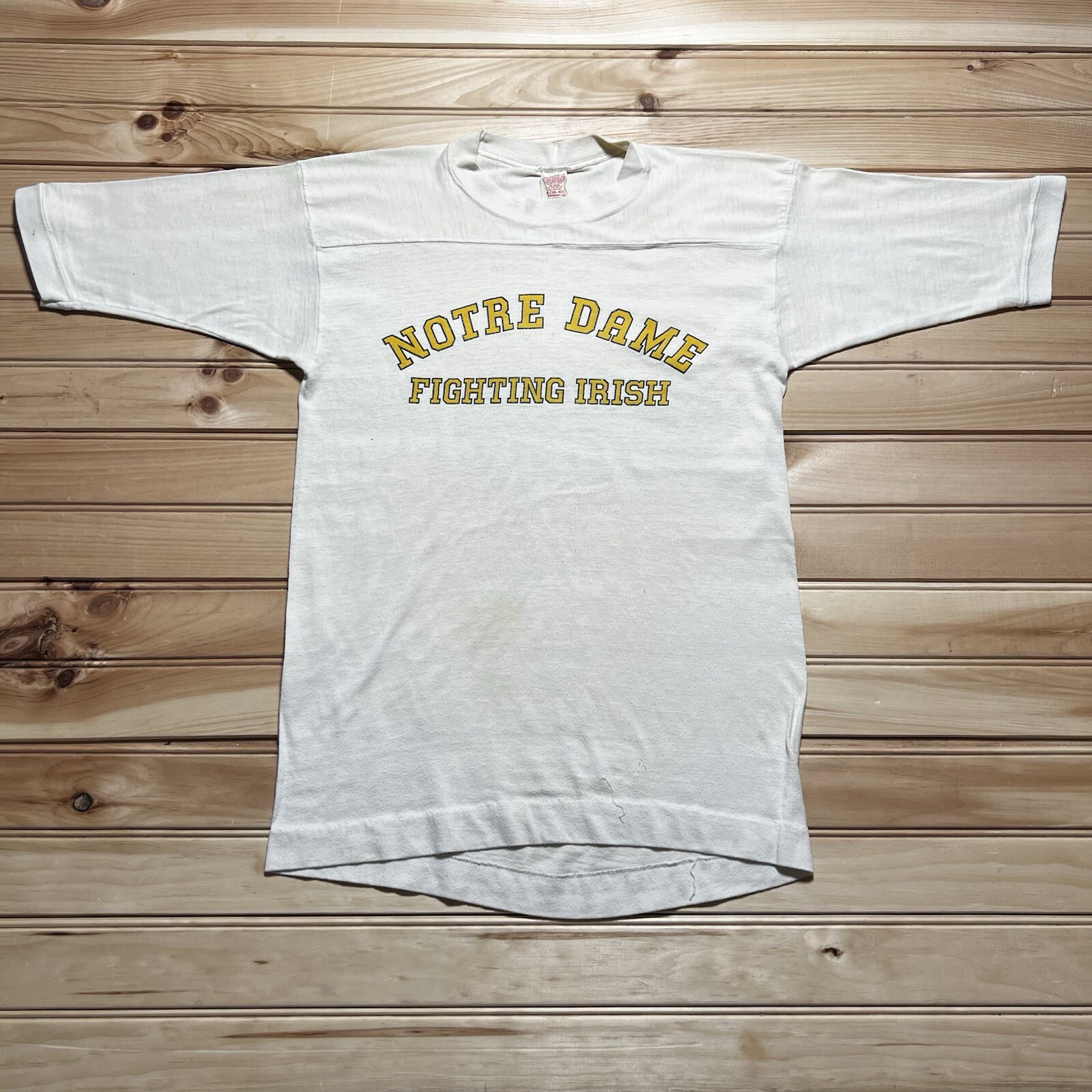 Vintage 70s 80s University of Notre Dame Fighting Irish Raglan Shirt Size Medium