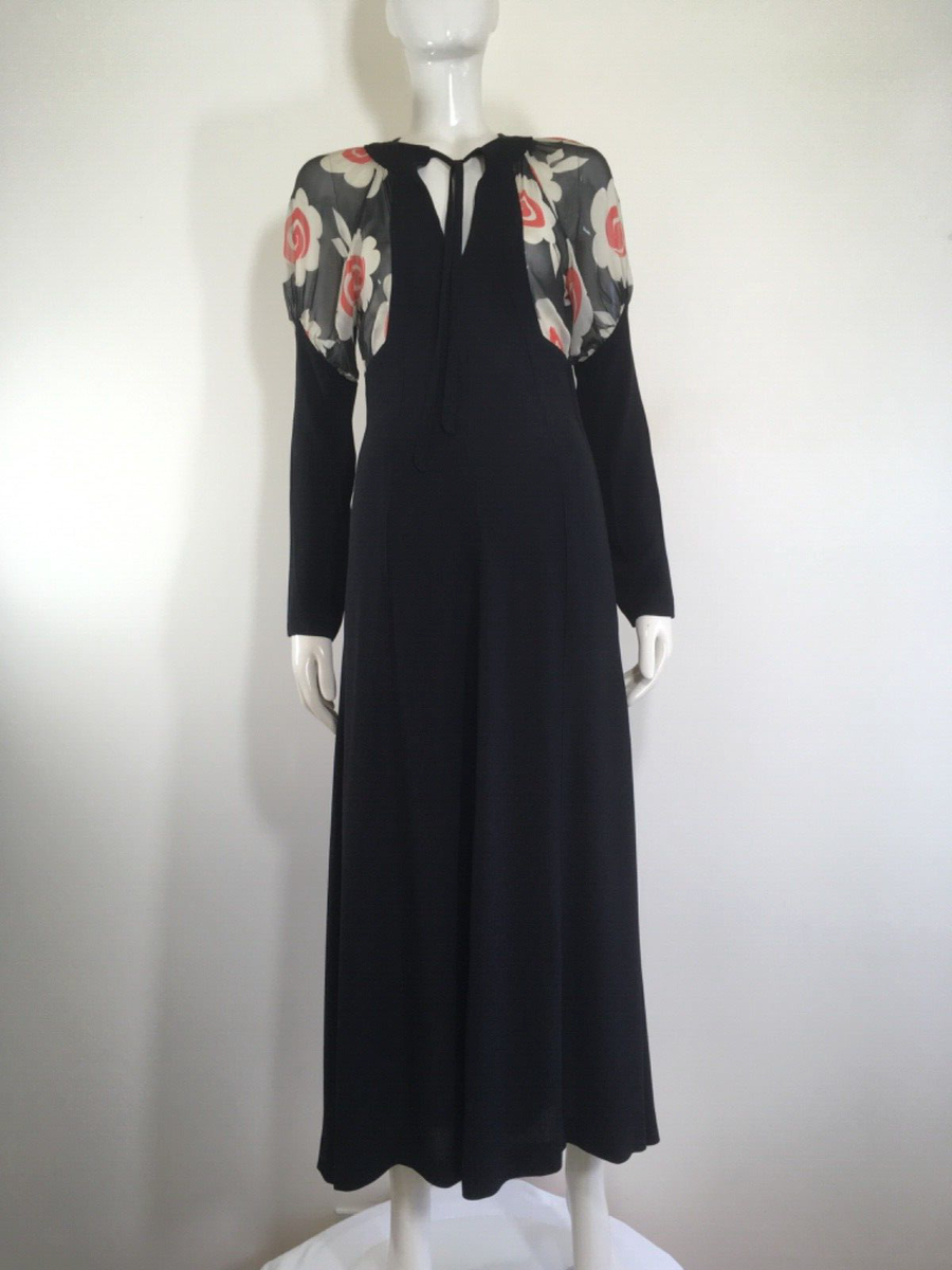 ossie clark black dress Rare Collectible Ossie Clark 1970s Does 1930s Gown Vintage Quine