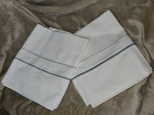 2 Hotel Collection Pillowcases White Sateen Striped Standard*100% Supima Cotton  - Afbeelding 1 van 5