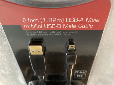 Câble USB Gigaware 6ft – USB-A Vers Mini USB-B – Neuf Sous Blister