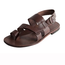 Salento Mens Handmade Leather Master Craftsman Sandals Brown