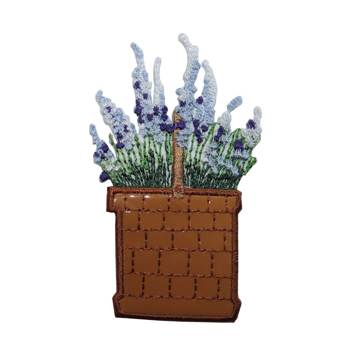 ID 7075 Vinyl Basket of Wildflowers Patch Garden Embroidered Iron