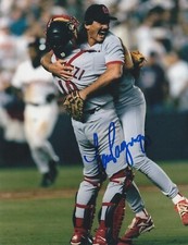 TOM PAGNOZZI  ST. LOUIS CARDINALS W/ DENNIS ECKERSLEY ACTION SIGNED 8x10