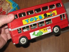 VINTAGE TIN LITHO FRICTION DOUBLE DECKER BUS WITH ORIGINAL BOX RARE 