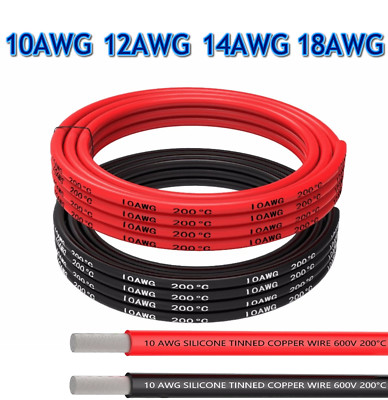   Silikonlitze Silikonkabel Rot Schwarz Litze 10AWG 12AWG 14AWG 18AWG 20 Kabel  