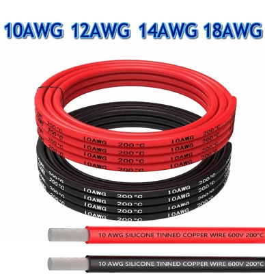 VUNIVERSUM® ✅ Silikonlitze Silikonkabel Rot Schwarz Litze 10AWG 12AWG 14AWG 18AWG 20 Kabel ✅