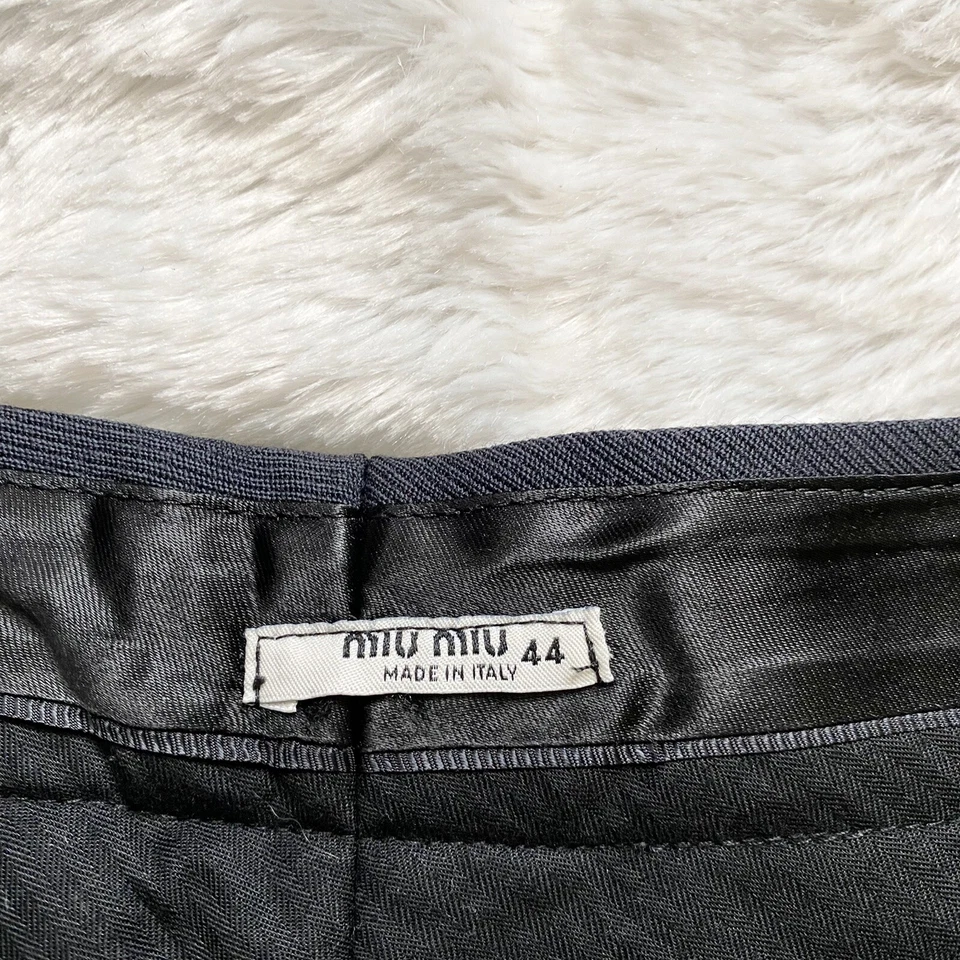 Miu Miu Black Twill Dress Pants Size 44/ US 8 Wool Straight Leg Classic Timeless - Image 4 of 4