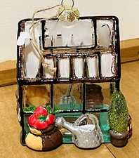 Punch Studio GREENHOUSE Glass Ornament 4" Plants Flowers Garden Christmas