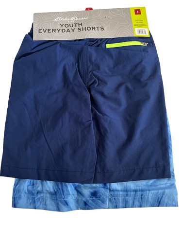 Eddie Bauer Kids Youth Everday Shorts 2 Pack Tie Dye Blue Solid Blue Sz 8 NEW - Picture 5 of 5
