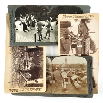 Stockholm & Jönköping Sweden Stereoview Set of 4 Dance Music & Village Streets
