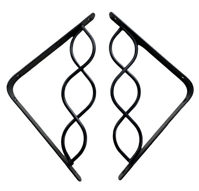 Helix - 2 x dekoratives Wandregal Metall verschlungene Halterungen (2er Pack) schwarz - NEU