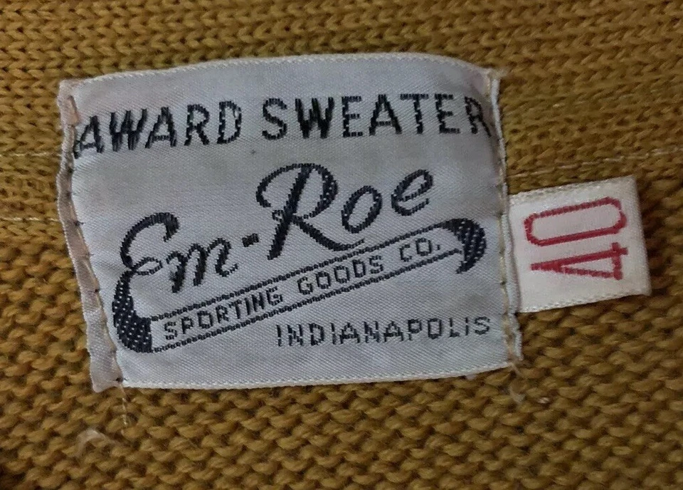 Em Rose винтажный спортивный свитер желтый 40-х винтажный Letterman с манжетами ребристый 1940 - Изображение 2 из 4