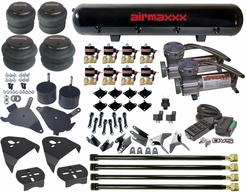 Air Ride Kit 82-04 S10 Sonoma 2500 2600 Bags 1/2" Valves Pewter 9-Switch 4-Link