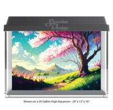 Sunny Cherry Blossom Tree Polyester Fish Tank Glass Backdrop Aquarium Background