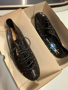 Chaussures Cyclisme Vintage Detto Pietro Noir Cuir Taille 40 - Route